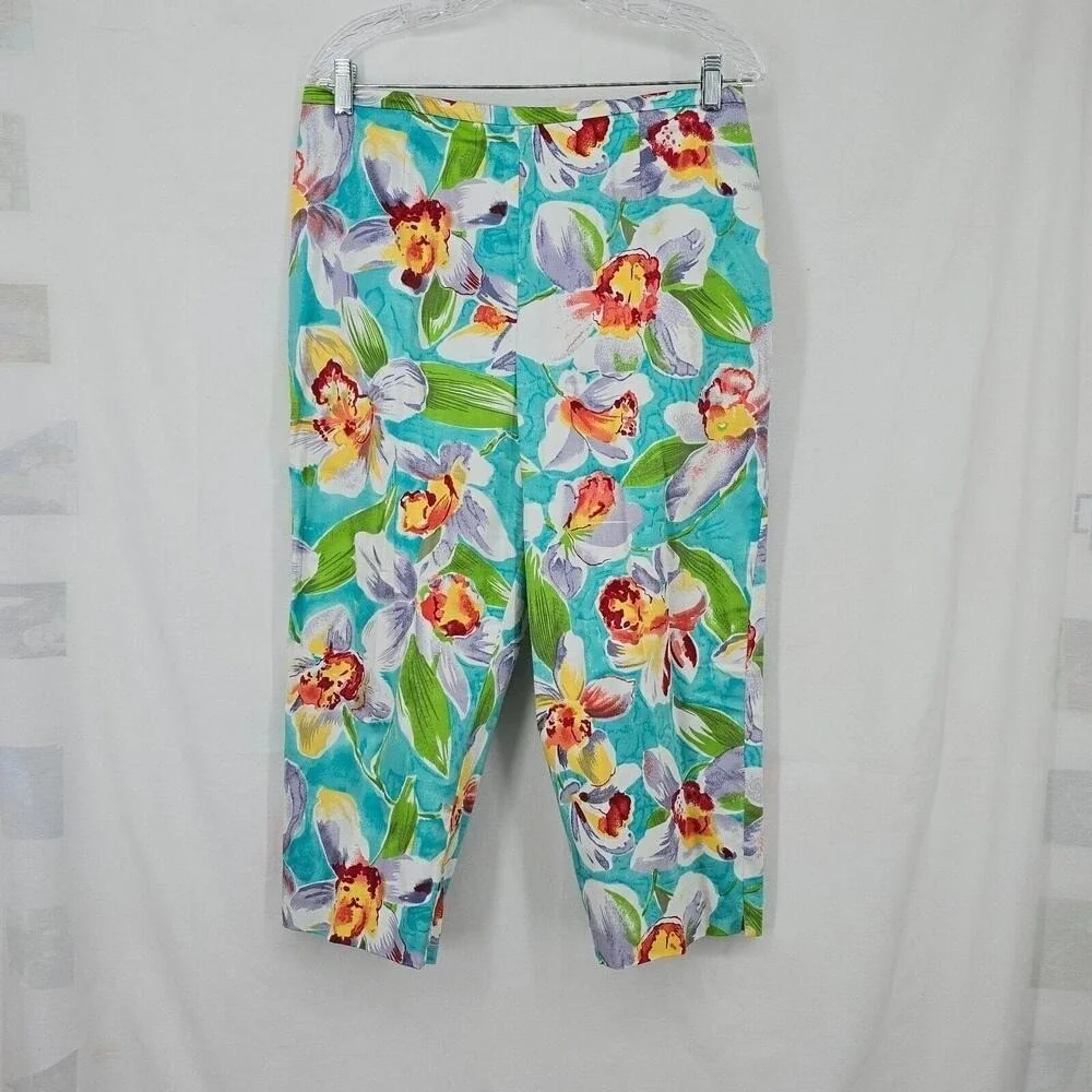 Christina Hope Petite 3pc Set Floral Orchid Blazer Cropped Pants Sequin Top L 16